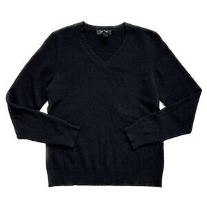 Lord & Taylor Black Cashmere V-Neck Long Sleeve Sweater Top Size M